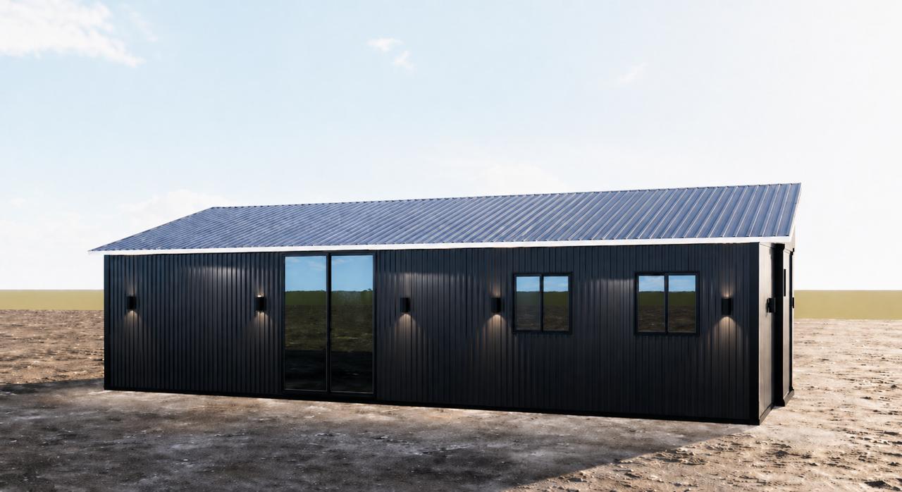 FlexiHomes dark steel corrugated cladding option