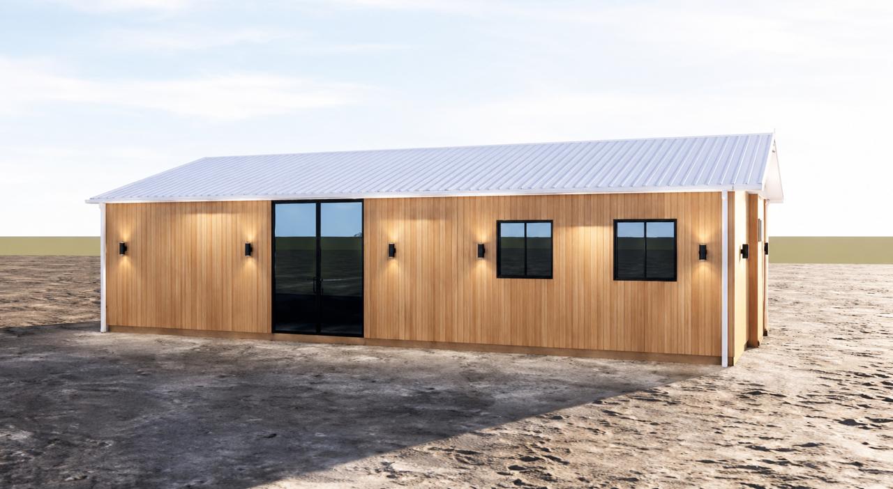 FlexiHomes natural honey timber cladding option